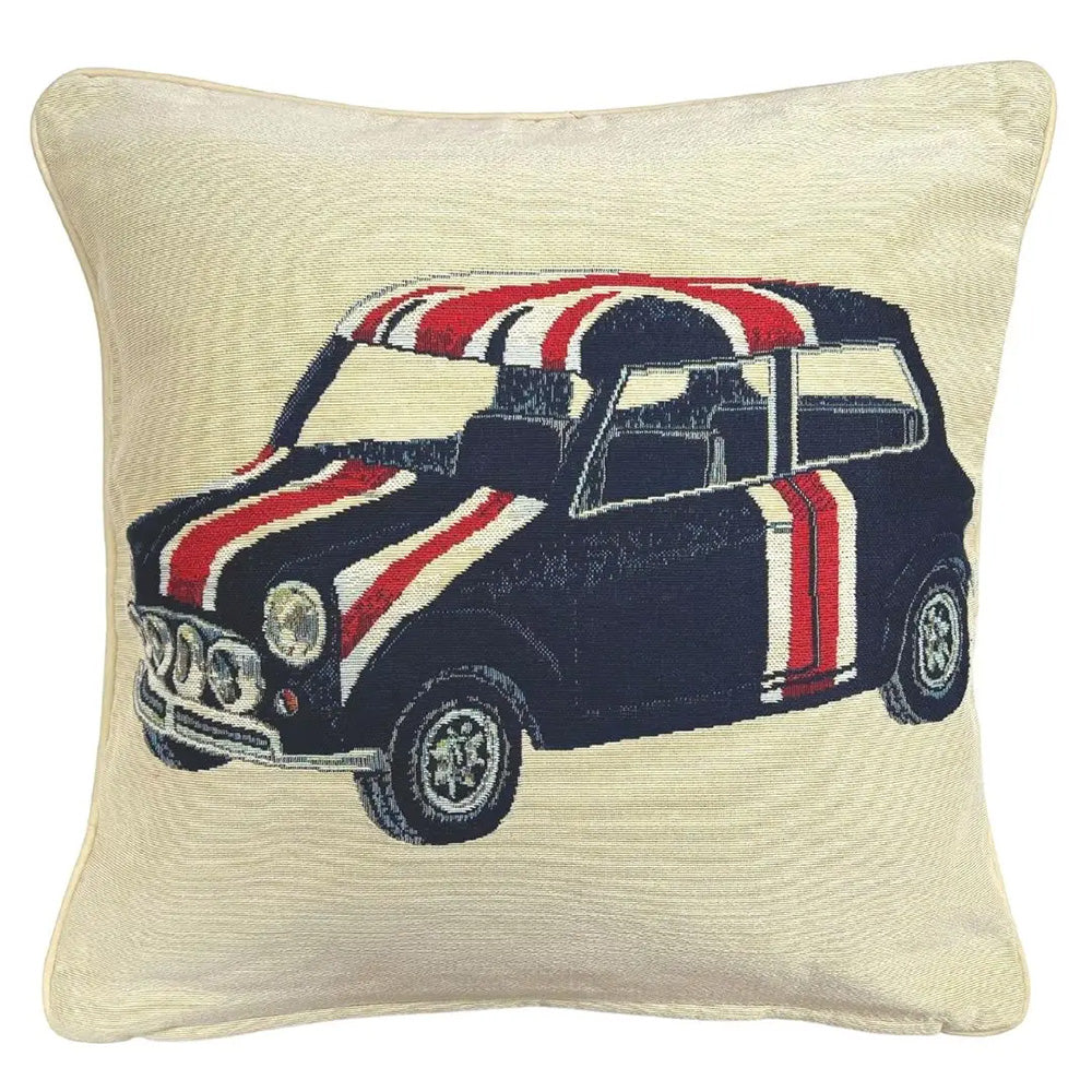 Union Jack Mini Car - Panelled Cushion Cover 45cm x 45cm
