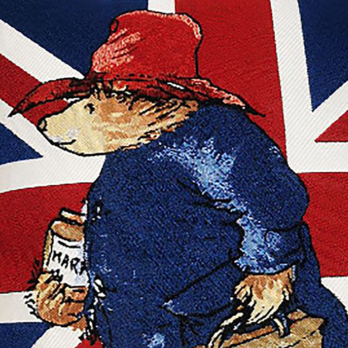 Paddington Bear & Union Jack Cushion Cover - British Iconic Children's Character - Home Soft Furnishing Decor - Unique Christmas Gift Idea.