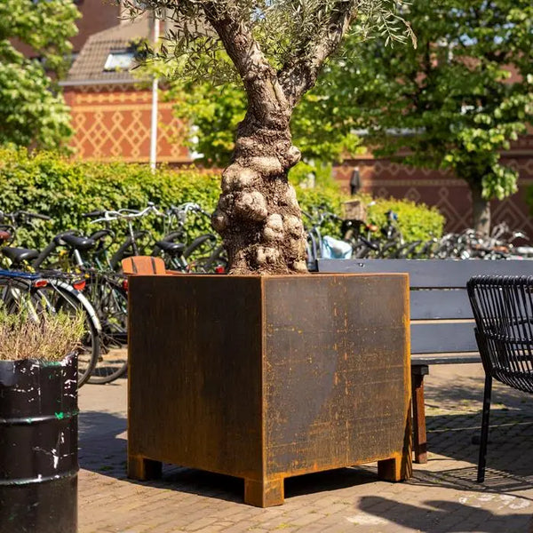 Square Corten Steel Garden Planter, Modern & Contemporary Feel, Outdoor Garden Decoration Ideal for Specimen Plants. Various Sizes Available